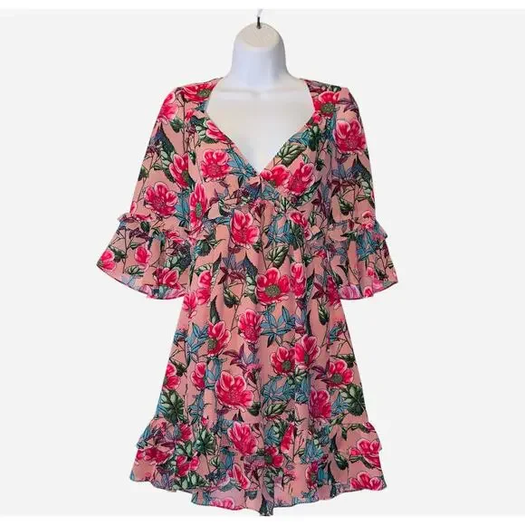 For Love And Lemons Churro Mini Dress in Pink Flamenco XS - Picture 7 of 12